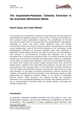 Celebrity Feminism in the Australian Mainstream Media