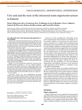 Uric Acid and the State of the Intrarenal Renin-Angiotensin System in Humans