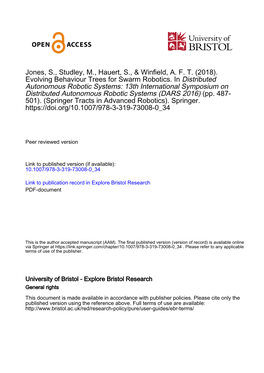 Jones, S., Studley, M., Hauert, S., & Winfield, A. F. T. (2018). Evolving