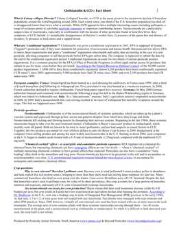 Clothianidin & CCD :: Fact Sheet