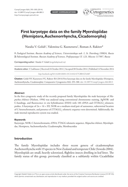 First Karyotype Data on the Family Myerslopiidae
