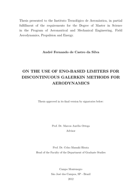 ON the USE of ENO-BASED LIMITERS for DISCONTINUOUS GALERKIN METHODS for AERODYNAMICS Pdfsubject