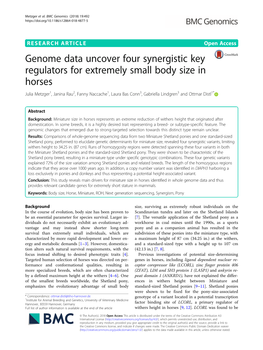 Genome Data Uncover Four Synergistic Key Regulators for Extremely Small Body Size in Horses