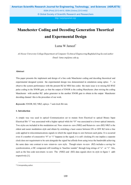 Manchester Coding and Decoding Generation Theortical and Expermental Design