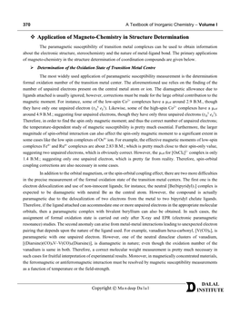 Application of Magneto-Chemistry in Structure Determination