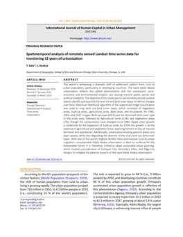 Spatiotemporal Analysis of Remotely Sensed Landsat Time Series Data for Monitoring 32 Years of Urbanization