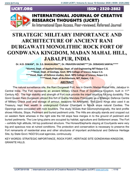 STRATEGIC MILITARY IMPORTANCE and ARCHITECTURE of ANCIENT RANI DURGAWATI MONOLITHIC ROCK FORT of GONDWANA KINGDOM, MADAN MAHAL HILL, JABALPUR, INDIA Dr