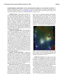 Hydrothermal Deposition at Occator Crater, Ceres, in a Planetary Context