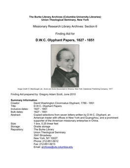 MRL 6: D.W.C. Olyphant Papers, 1827 - 1851 2