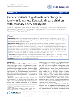 Genetic Variants of Glutamate Receptor Gene Family in Taiwanese Kawasaki