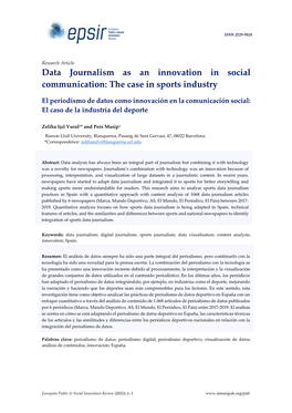 Data Journalism As an Innovation in Social Communication: the Case in Sports Industry