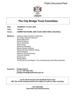 (Public Pack)Agenda Document for the City Bridge Trust Committee