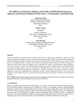 The Influence of Education, Religion, and Wealth on Health-Related Outcomes, Behaviors and Decision-Making in North Africa: a Demographic and Health Study