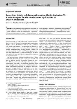 A New Reagent for the Oxidation of Hydrazones to Diazo Compounds Simon M