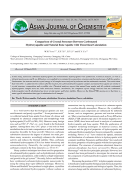 Comparison of Crystal Structure Between Carbonated Hydroxyapatite and Natural Bone Apatite with Theoretical Calculation