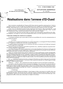 Réalisations Dans L'annexe D'el-Oued