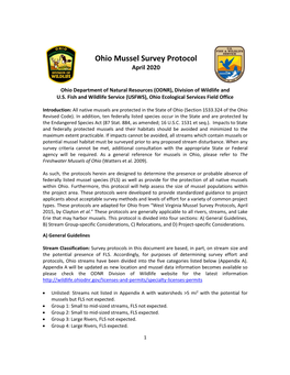 Ohio Mussel Survey Protocol April 2020