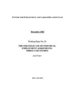 The Strategic Use of Individual Employment Agreements: Three Case Studies