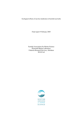 Ecological Effects of Sea Lice Medicines in Scottish Sea Lochs