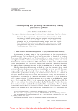 The Complexity and Geometry of Numerically Solving Polynomial Systems