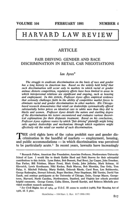 Gender and Race Discrimination in Retail Car Negotiations