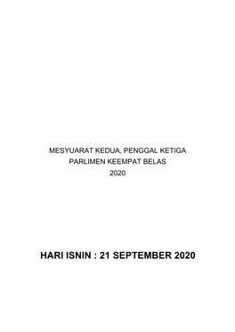 Hari Isnin : 21 September 2020 No Soalan: 1