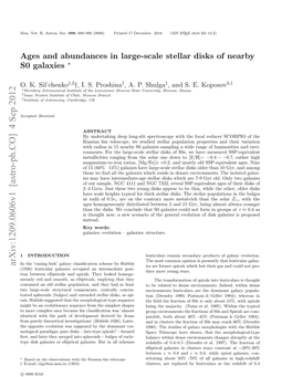 Ages and Abundances in Large-Scale Stellar Disks of Nearby S0 Galaxies