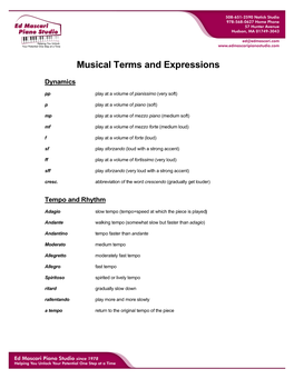 Musical Terms & Expressions