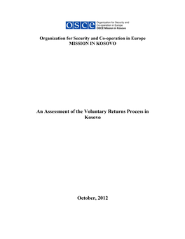 An Assessment of the Voluntary Returns Process in Kosovo October