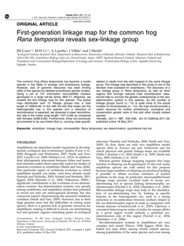First-Generation Linkage Map for the Common Frog Rana Temporaria Reveals Sex-Linkage Group