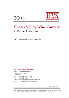Hunter Valley Wine Country a Market Overview