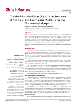 Tyrosine Kinase Inhibitors (Tkis) in the Treatment of Non-Small Cell Lung Cancer (NSCLC), Practical Pharmacological Aspects