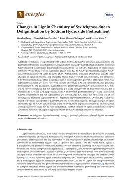 Changes in Lignin Chemistry of Switchgrass Due to Delignification