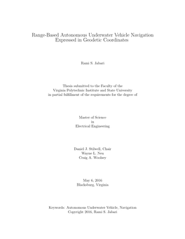 Range-Based Autonomous Underwater Vehicle Navigation Expressed in Geodetic Coordinates