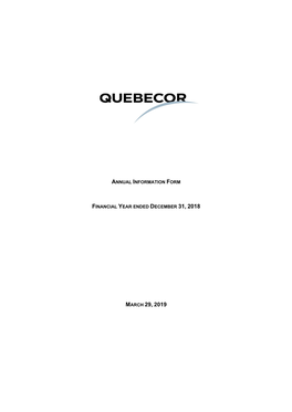 Annual Information Form Financial Year Ended December 31, 2018 March