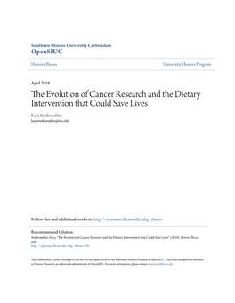 The Evolution of Cancer Research and the Dietary Intervention That Could Save Lives