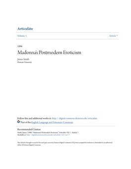 Madonna's Postmodern Eroticism James Smith Denison University