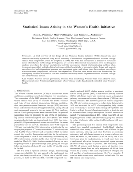 Statistical Issues Arising in the Women's Health Initiative