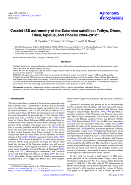 Cassini ISS Astrometry of the Saturnian Satellites: Tethys, Dione, Rhea, Iapetus, and Phoebe 2004–2012?