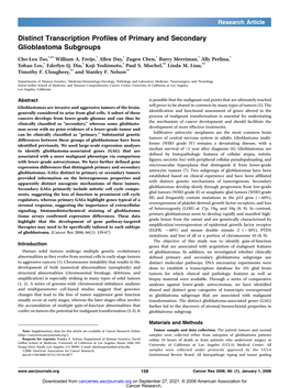 Distinct Transcription Profiles of Primary and Secondary Glioblastoma Subgroups