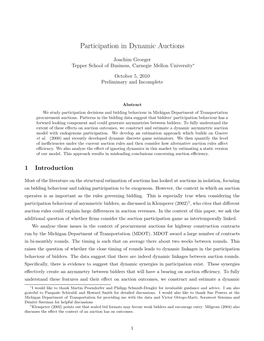 Participation in Dynamic Auctions