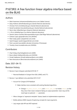 P1673R3: a Free Function Linear Algebra Interface Based on the BLAS