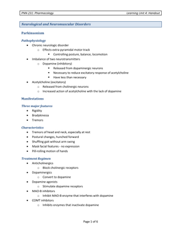 Neurological and Neuromuscular Disorders Parkinsonism