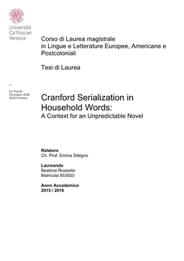 Cranford Serialization in Household Words: a Context for an Unpredictable Novel