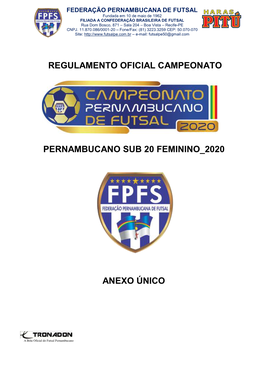 Regulamento Do Pernambucano Sub-20 Feminino