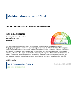 2020 Conservation Outlook Assessment