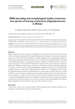 Mycokeys @: @@–@@DNA (2013) Barcoding and Morphological Studies Reveal Two New Species