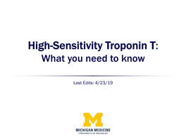 High-Sensitivity Troponin T: What You Need to Know
