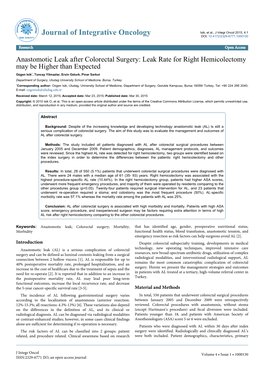 Anastomotic Leak After Colorectal Surgery