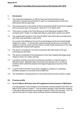 Appendix B Midlothian Food Safety Enforcement Service